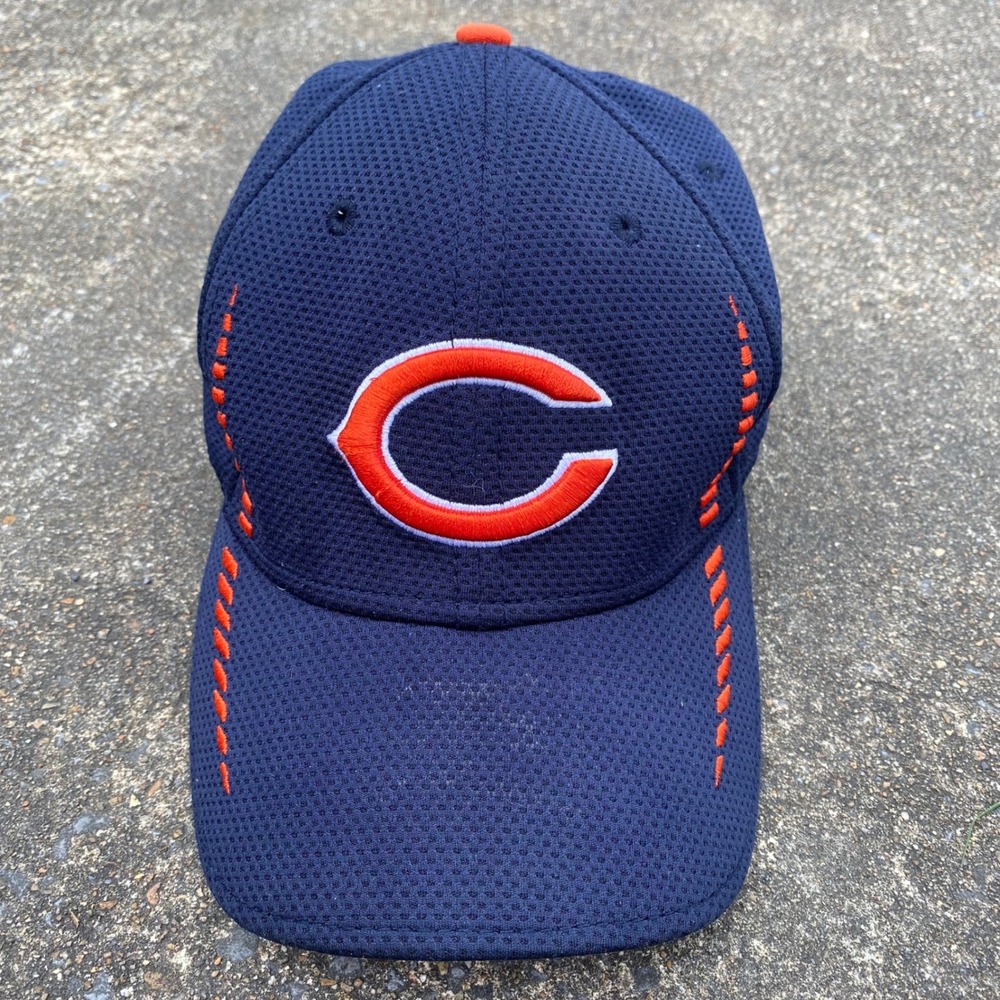 CHICAGO BEARS‎ New Era 39THIRTY Hat Mens M/L Navy Blue Mesh Stretch Fit NFL Cap